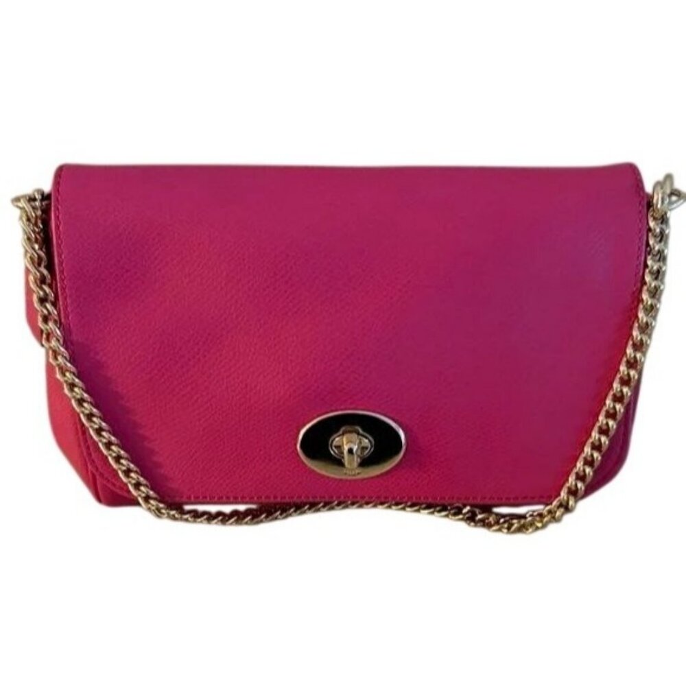 Coach Pink Cross grain Leather Mini Ruby Turn Lock Crossbody Handbag